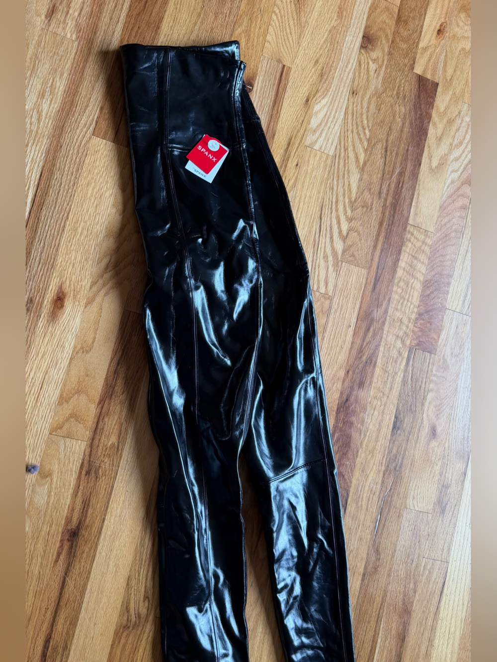 SPANX High-Shine Black Faux Leather Skinny Pants